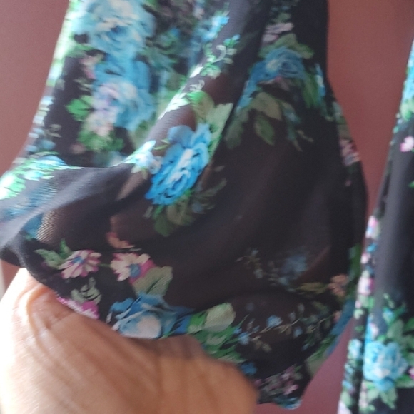 Show Me Your MuMu JOYCELYN Blue and Black Bishop Sleeve Sundress L - Picture 8 of 15